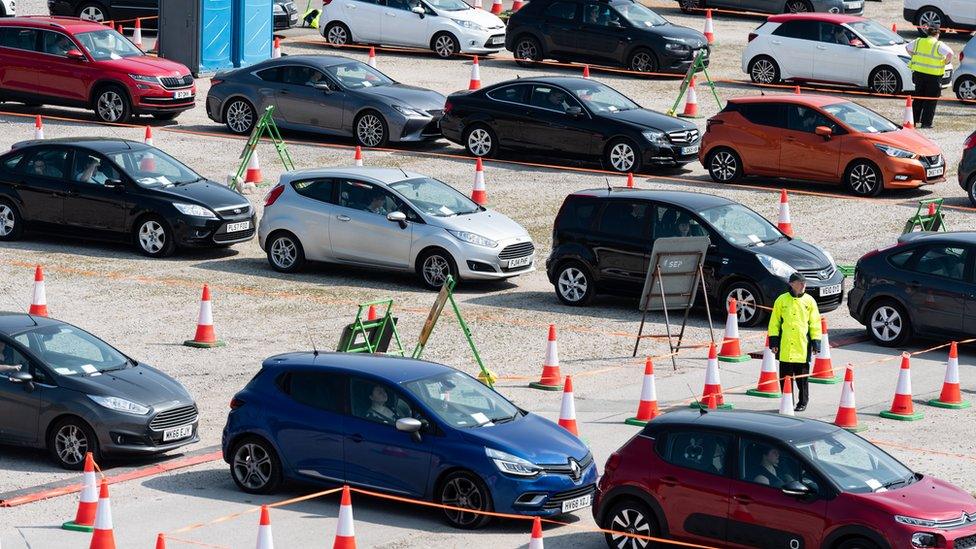 A drive through testing facility