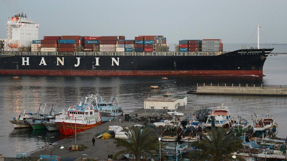 A Hanjin container ship