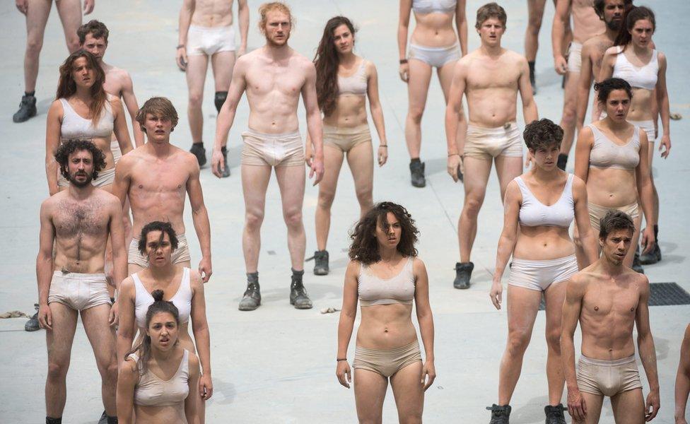 Artists perform during the opening show directed by German director Volker Hesse, on the opening day of the Gotthard rail tunnel - 1 June 2016