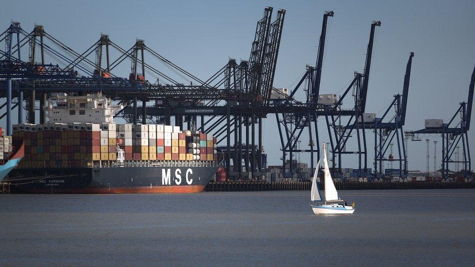 container ship at Felixstowe