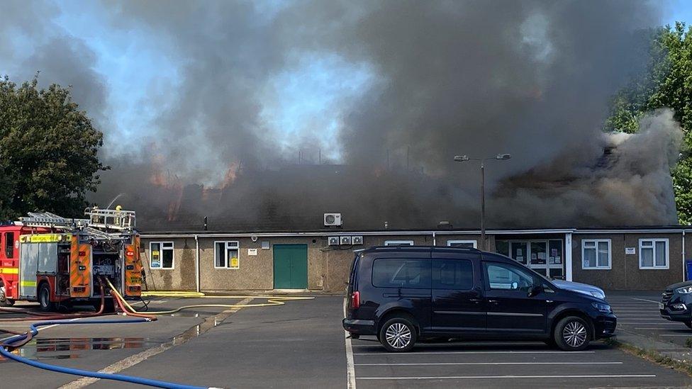 Bromham Social Centre on fire