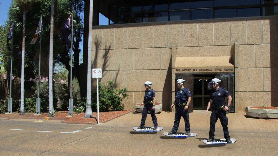 Queensland police ride "hoverboards" in image released to the media