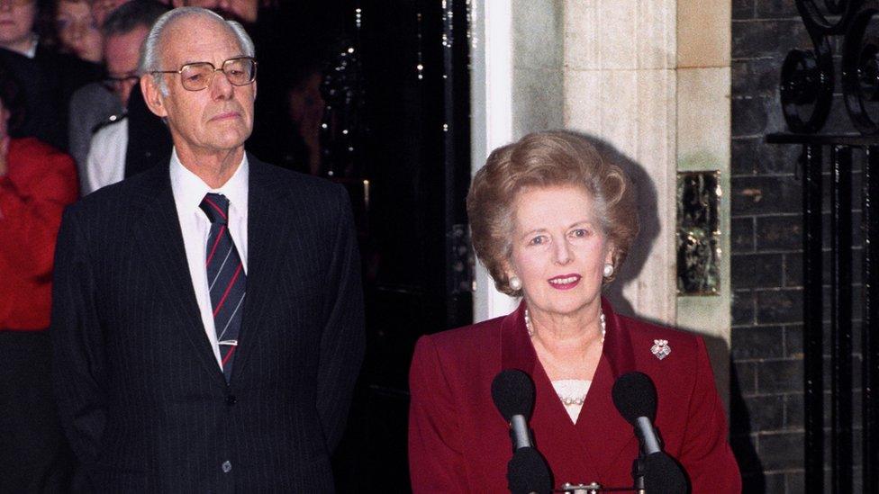 Margaret Thatcher on her last day as PM