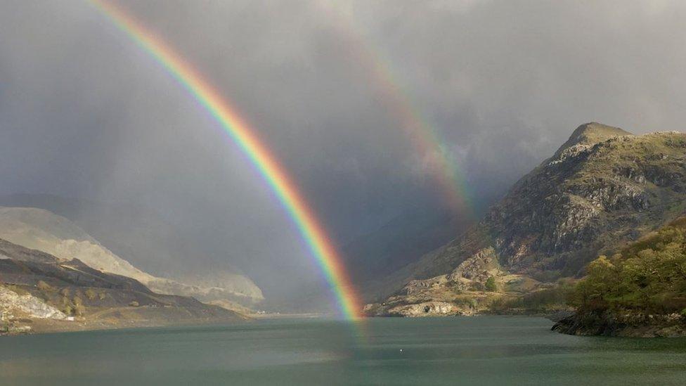 A double rainbow at Nant Peris, Gwynedd