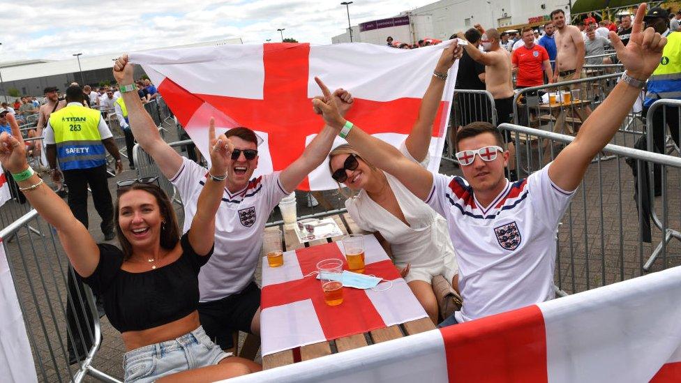 Fans in Manchester watch England play Croatia in Euro 2020