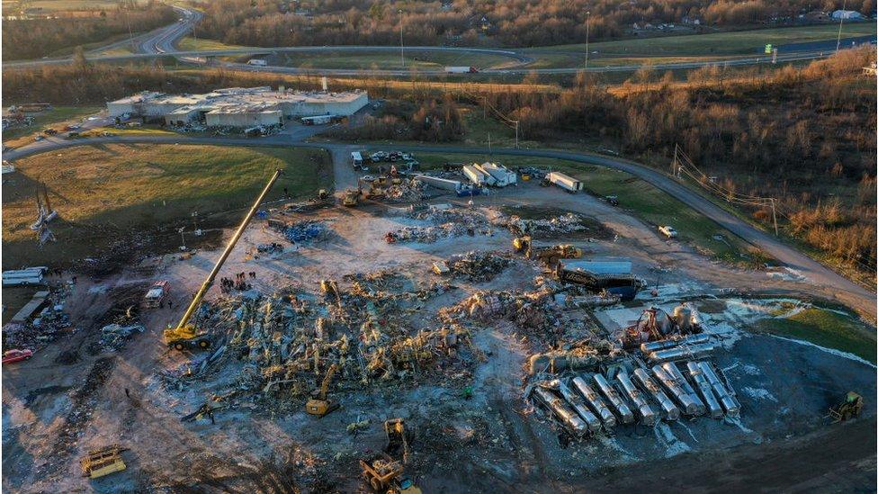 Much of the rubble had been cleared by Monday