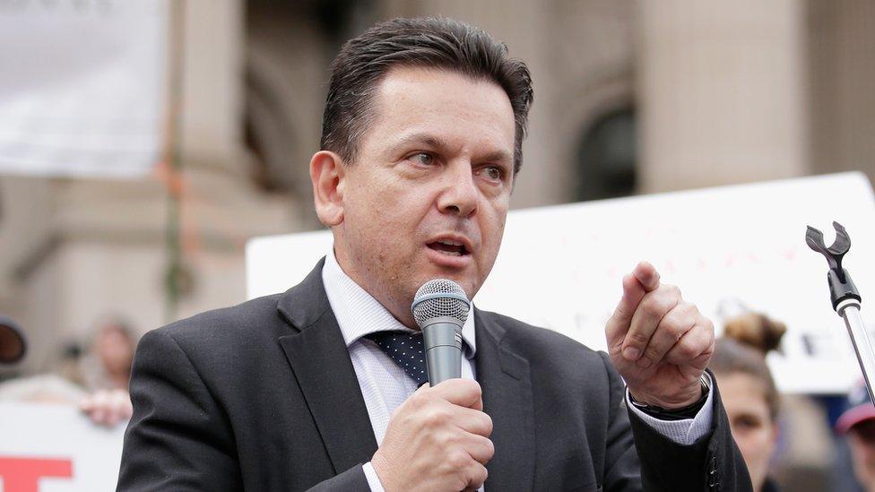 Senator Nick Xenophon speaks on the steps of Parliament House on May 25, 2016 in Melbourne, Australia.