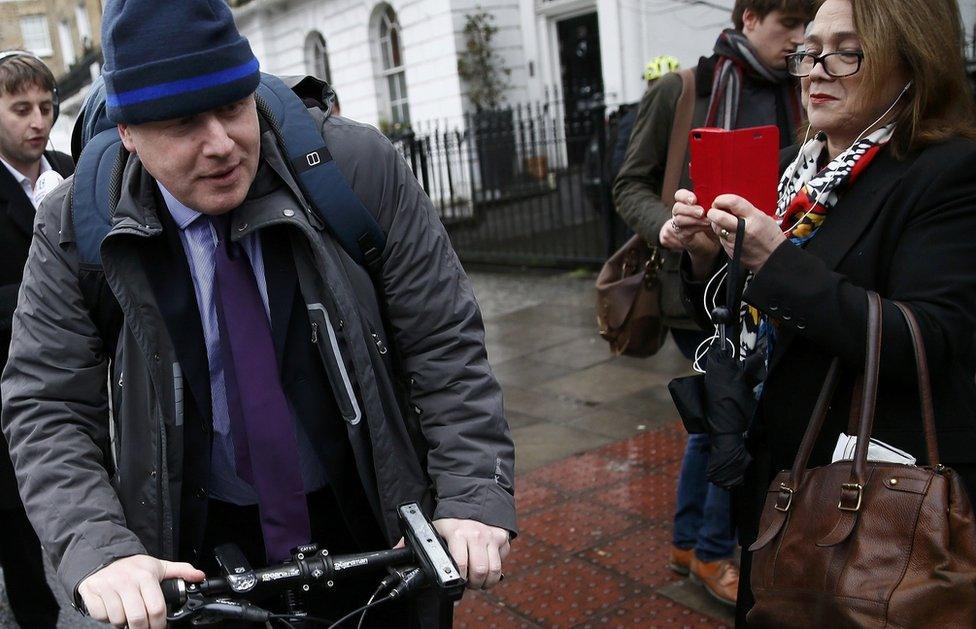 Boris Johnson gets on his bike (22 Feb)