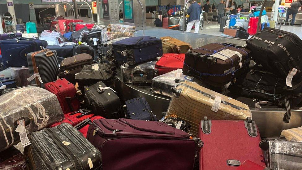 Bags piled up at Heathrow