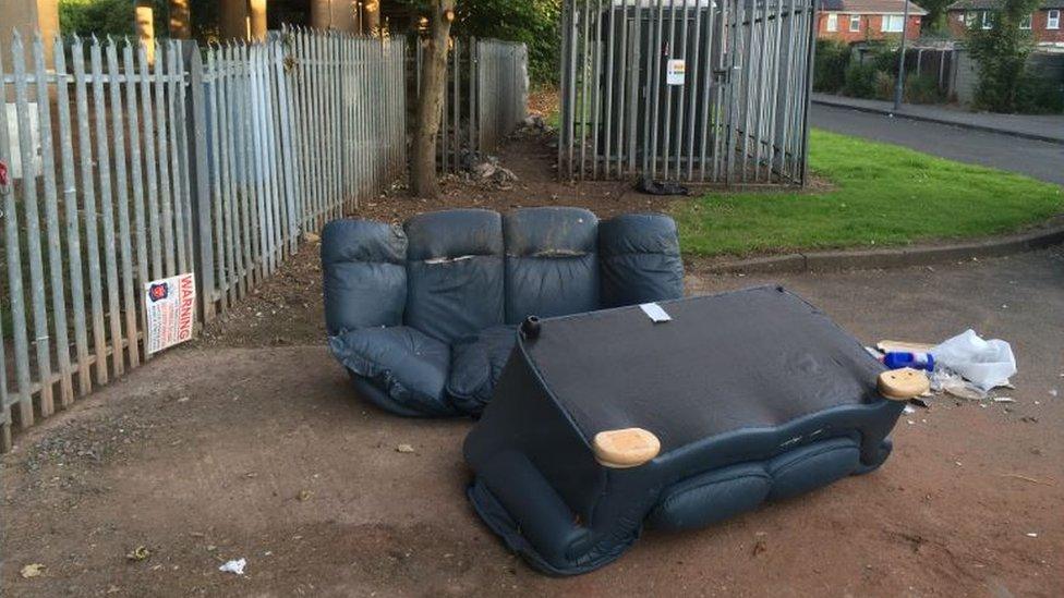 Fly-tipped rubbish