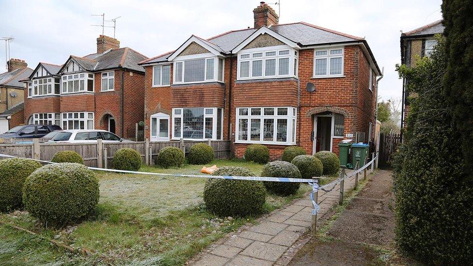 The crime scene at Aylesbury Road, Wendover