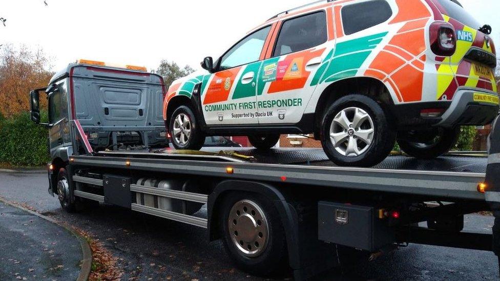 Damaged first responder car