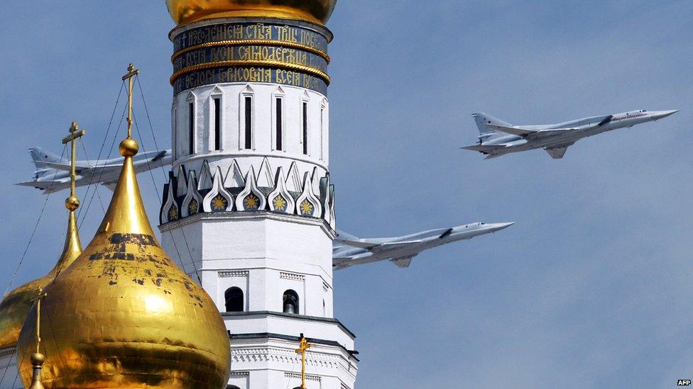 Russian Tu-22M3 bombers in Moscow flypast, 9 May 15