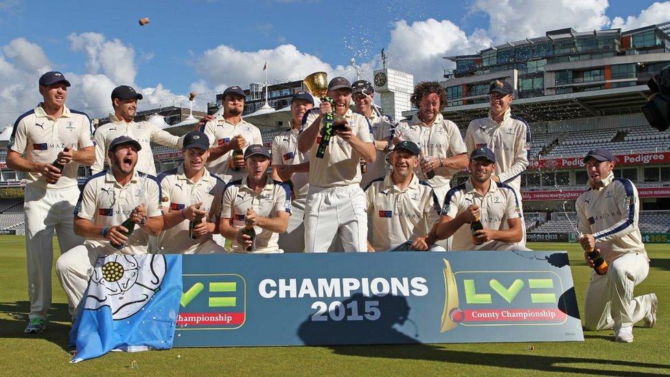 Yorkshire cricketers celebrate