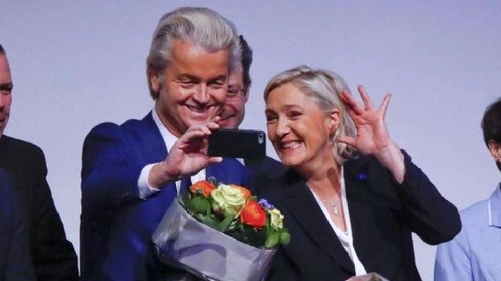 Marine le Pen (right) and Geert Wilders at Koblenz (21 January 2017)