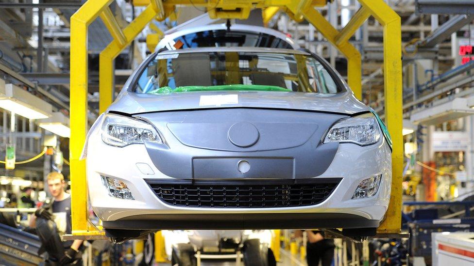 Production line at Vauxhall car factory