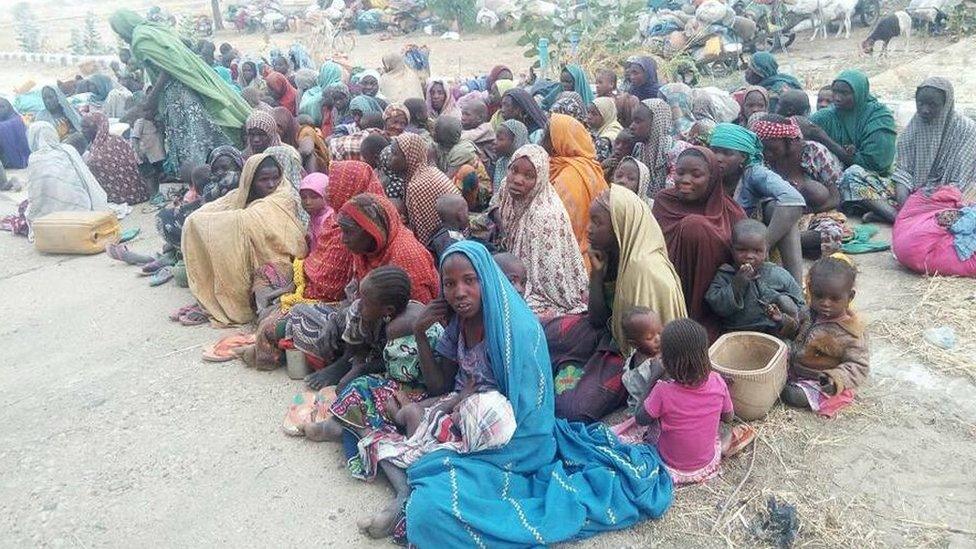 Photo released by Nigerian Army showing people it says have escaped from Boko Haram