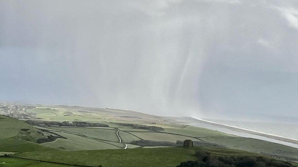 Rain on Dorset coast