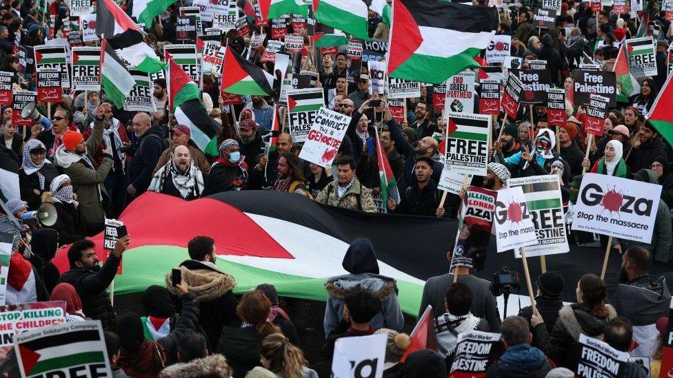 Pro-Palestinian protesters in London