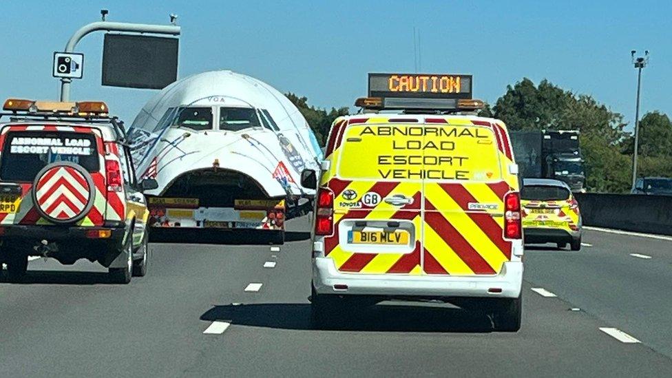 The aircraft part being transported on motorway