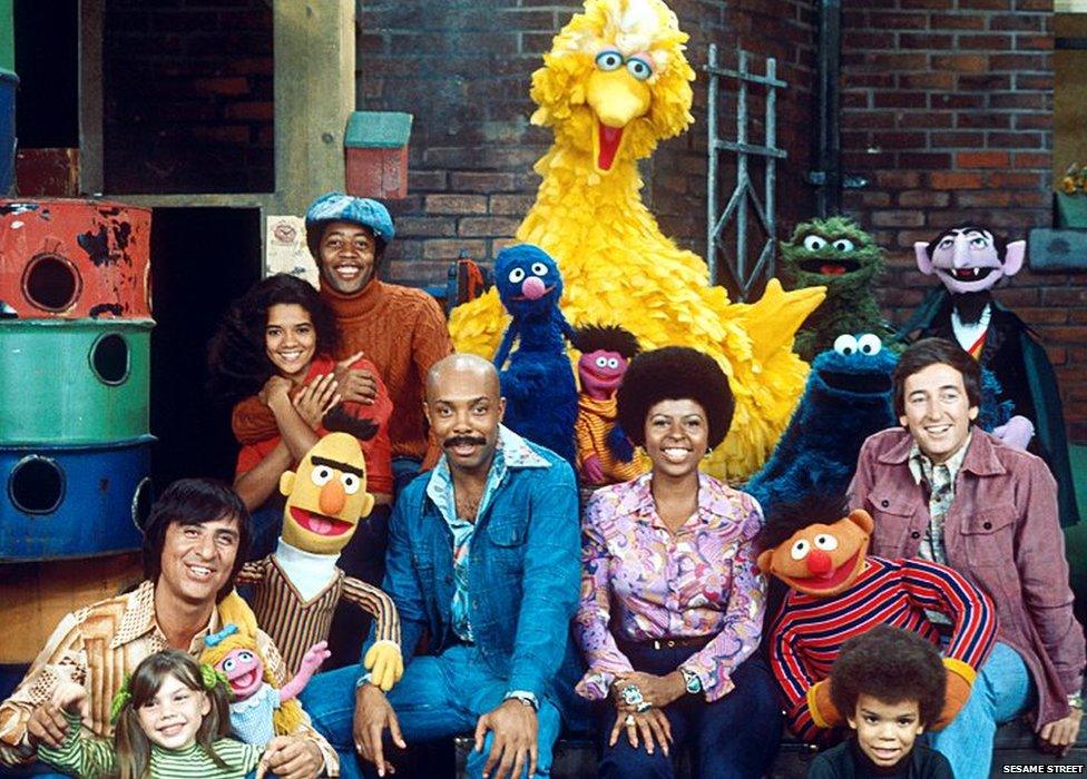 The cast of Sesame Street in 1974