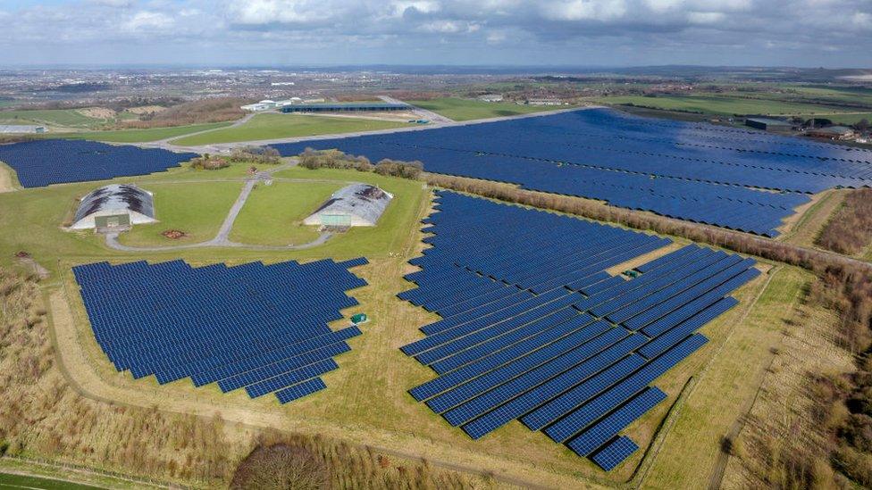 A solar farm on an old RAF base in Wroughton, Wiltshire