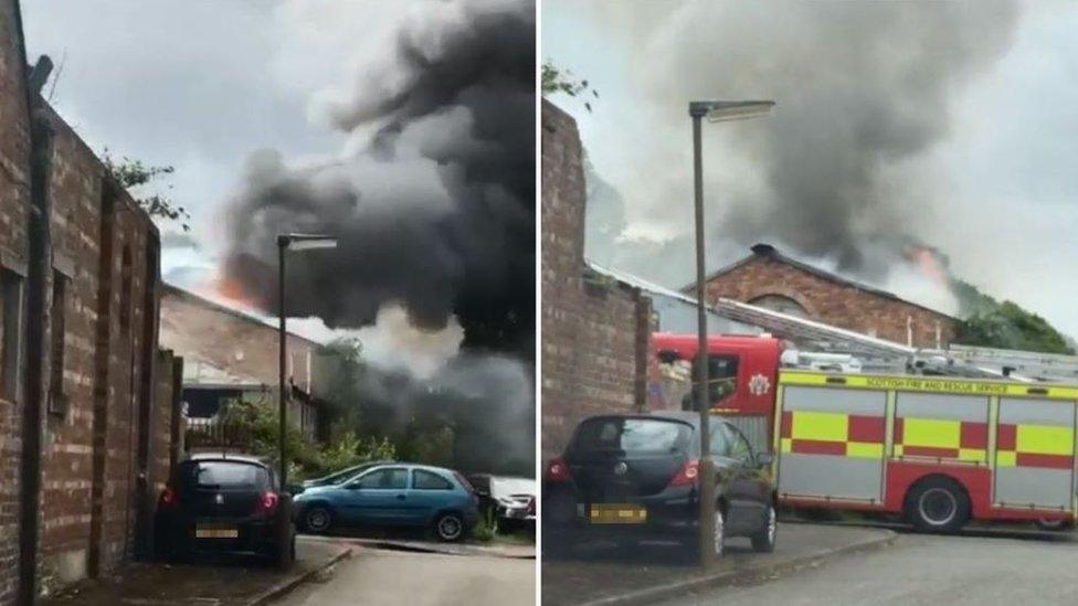 Firefighters put out blaze at commercial garage in Bo'ness - BBC News
