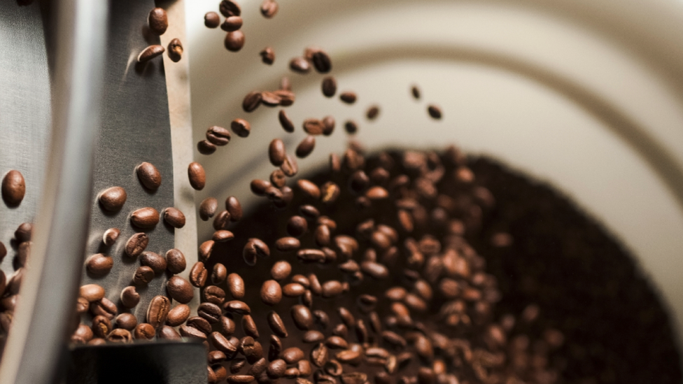 Coffee beans being roasted