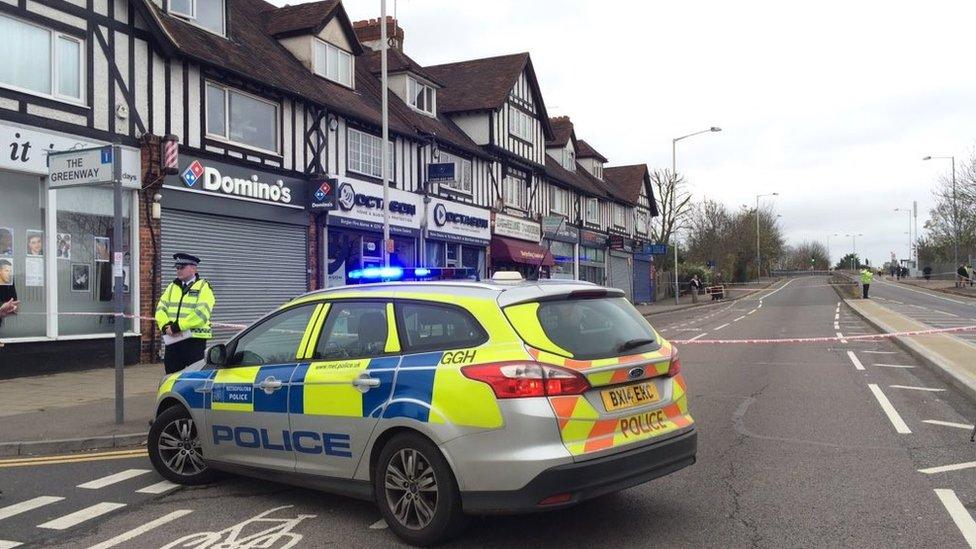 Officer at the scene in West Ruislip