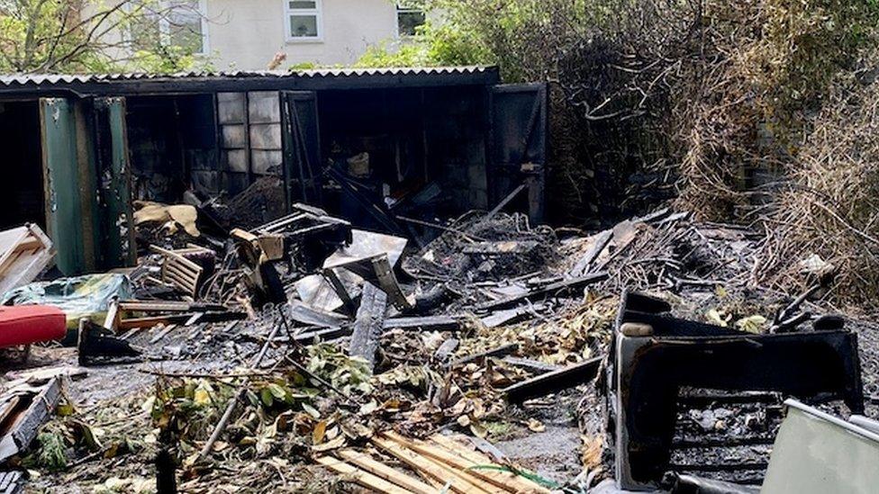 Garages destroyed in Kelveden Hatch