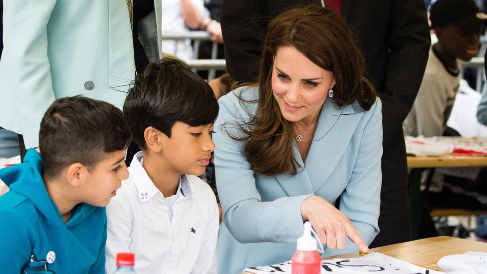 Kate with schoolchildren in Luxembourg