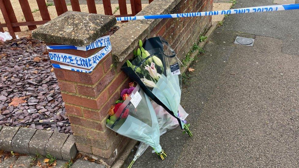 Flowers left at scene