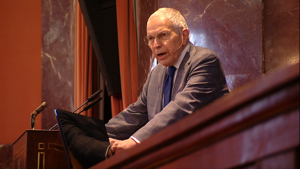 Edmund Phelps at a lectern