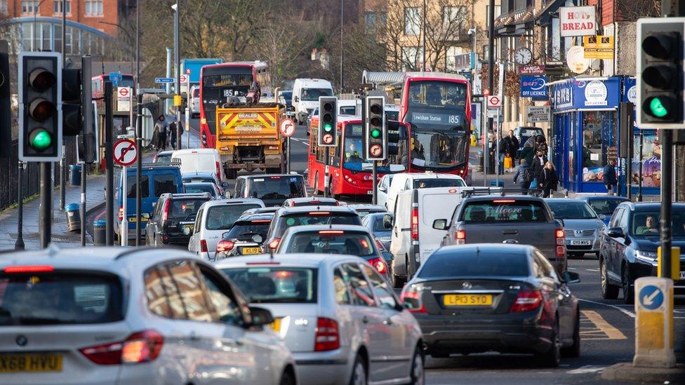 General view traffic of the A205 South Circular Road in Lewisham