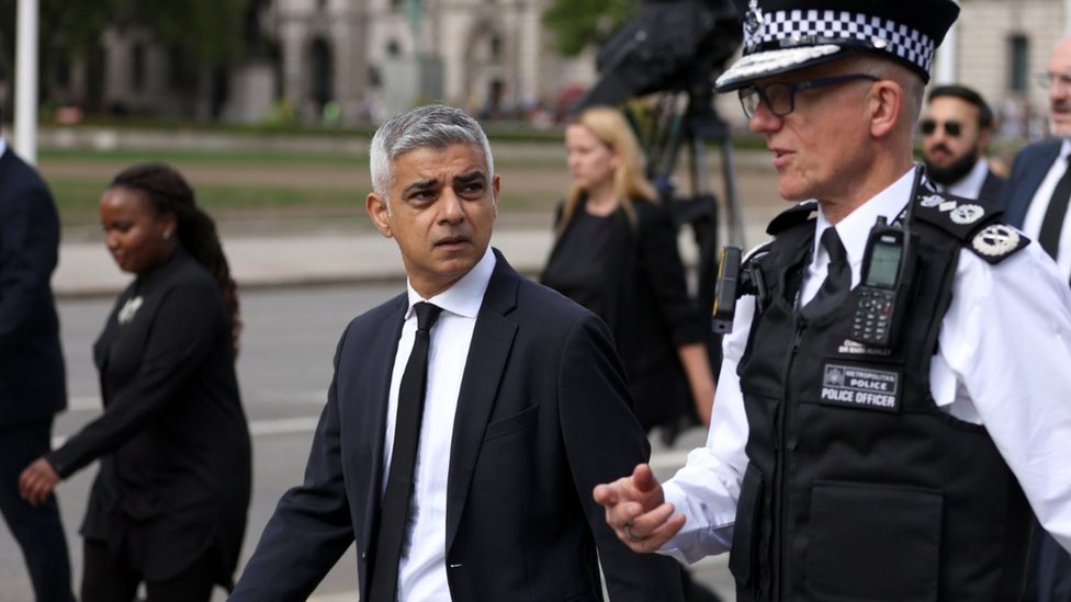 Mayor of London Sadiq Khan with Metropolitan Police Commissioner Sir Mark Rowley