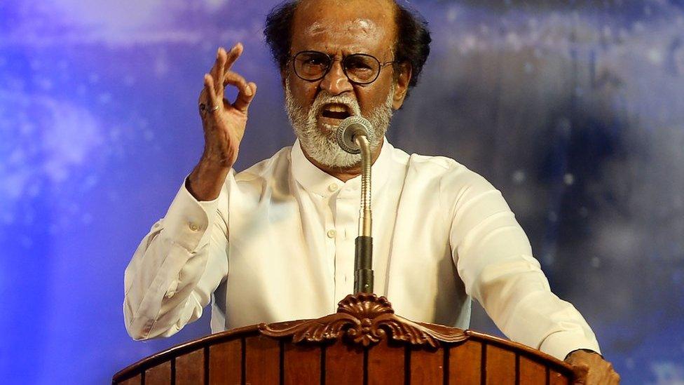 Indian film actor Rajinikanth announces his entry into politics to his many fans in Chennai, 31 December 2017