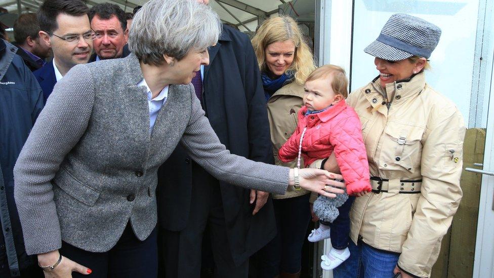 Theresa May visiting the Balmoral Show near Lisburn in Northern Ireland on 13 May 2017