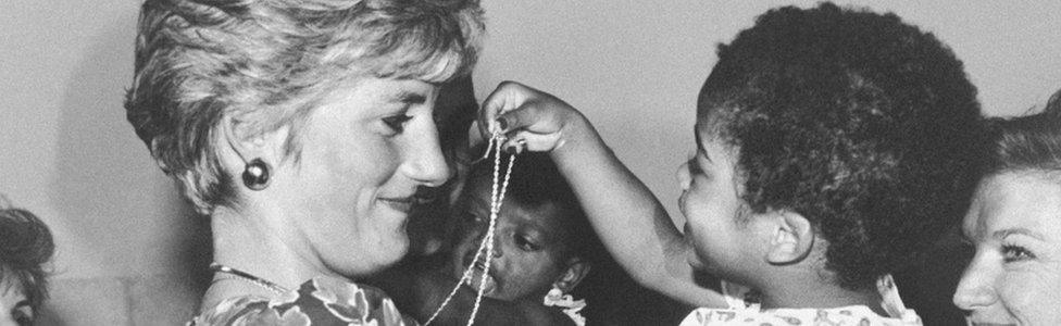 Princess Diana with an HIV positive child in Brazil in 1991