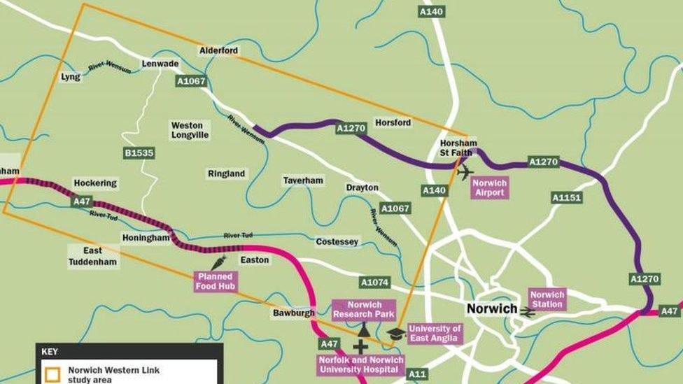 A map of plans for a link road 