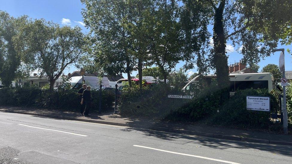 Caravans in Boston's Tunnard Street car park