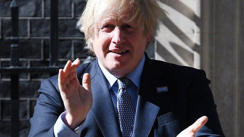 Boris Johnson at the NHS anniversary clap