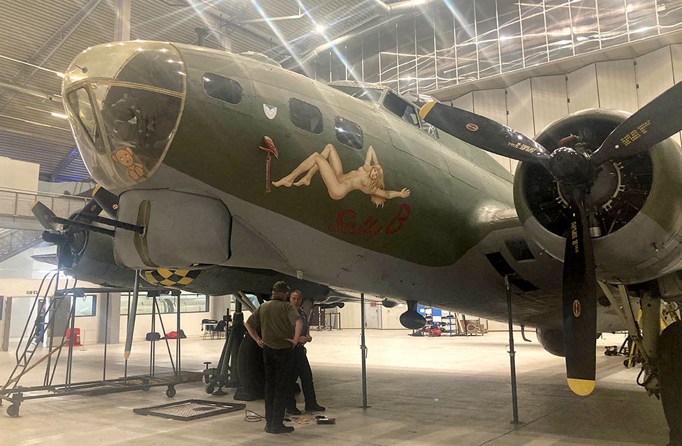 The B-17 Flying Fortress called Sally B, inside IWM Duxford