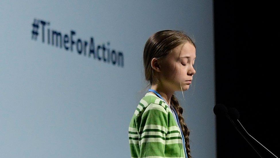 Swedish climate activist Greta Thunberg gives a speech during a high-level event on climate emergency hosted by the Chilean presidency during the UN Climate Change Conference COP25 at the "IFEMA - Feria de Madrid" exhibition centre, in Madrid, on December 11, 2019.