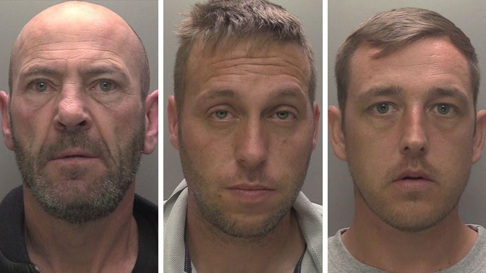 Police mugshots of Michael Campbell, David Mennell and Jarrod Farrah