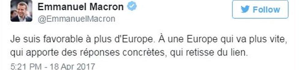 Tweet from Emmanuel Macron