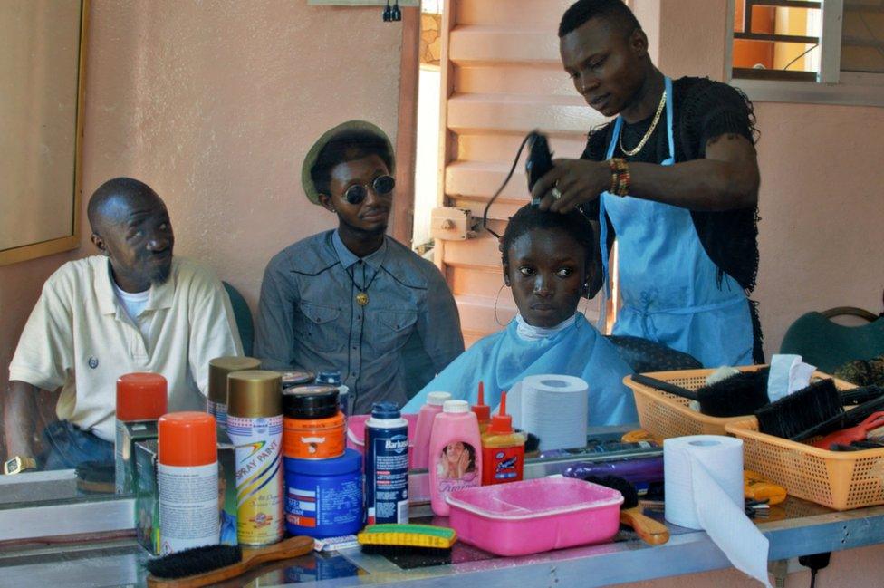 Lucy having her hair cut