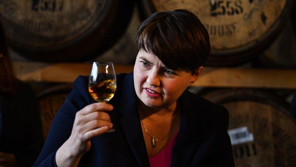 Ruth Davidson holding whisky