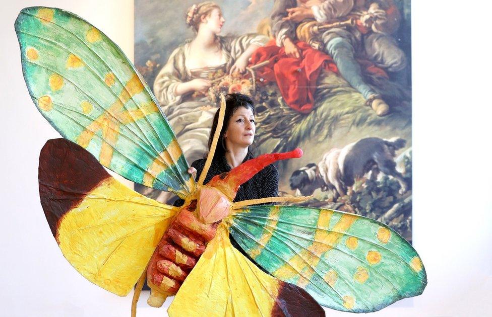 Turner Prize nominee artist Monster Chetwynd is seen with her art installation Lanternfly