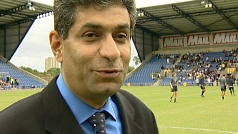 Firoz Kassam at the first game at the Kassam Stadium