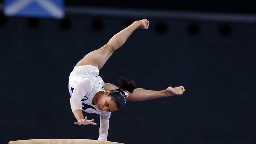 Dipa Karmakar of India performs during the women"s gymnastics vault apparatus final at the 2014 Commonwealth Games in Glasgow, Scotland July 31, 2014.